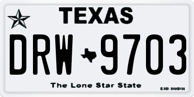 TX license plate DRW9703