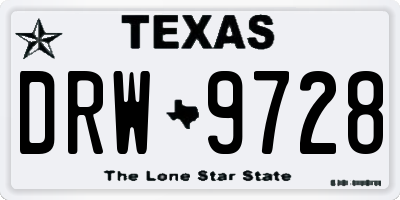 TX license plate DRW9728