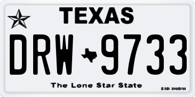 TX license plate DRW9733