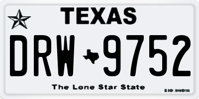 TX license plate DRW9752