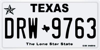 TX license plate DRW9763
