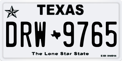 TX license plate DRW9765