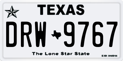 TX license plate DRW9767