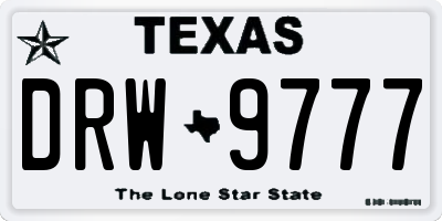 TX license plate DRW9777