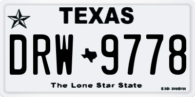 TX license plate DRW9778