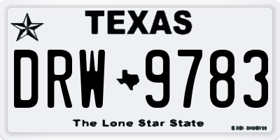 TX license plate DRW9783