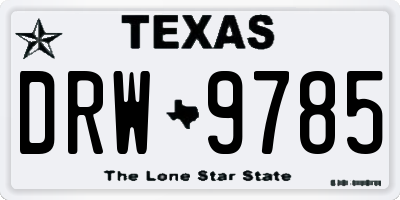 TX license plate DRW9785