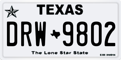 TX license plate DRW9802