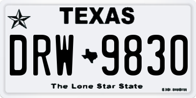 TX license plate DRW9830