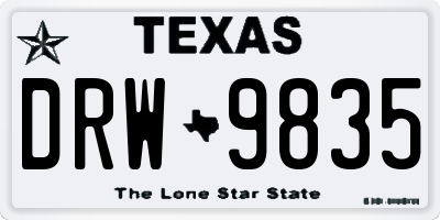 TX license plate DRW9835