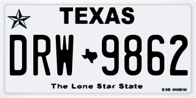 TX license plate DRW9862