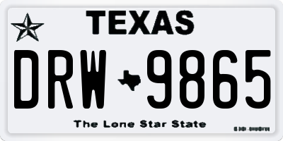 TX license plate DRW9865