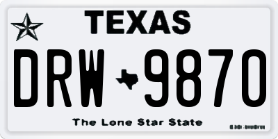 TX license plate DRW9870
