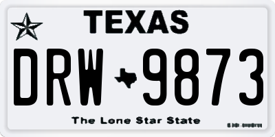 TX license plate DRW9873