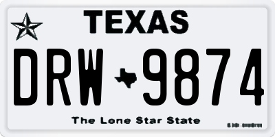 TX license plate DRW9874