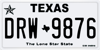 TX license plate DRW9876