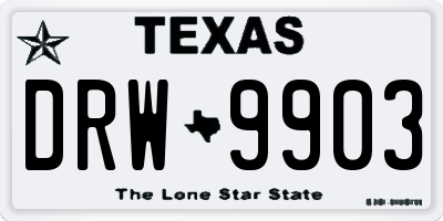 TX license plate DRW9903