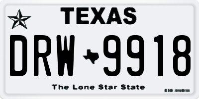TX license plate DRW9918