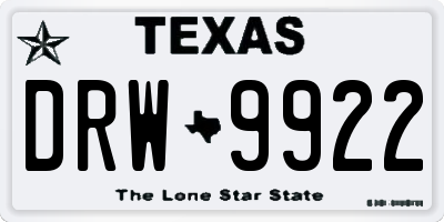 TX license plate DRW9922
