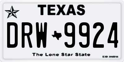 TX license plate DRW9924