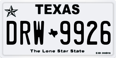 TX license plate DRW9926