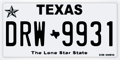 TX license plate DRW9931