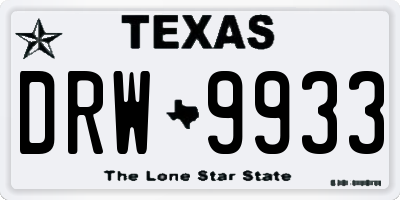 TX license plate DRW9933