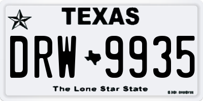 TX license plate DRW9935