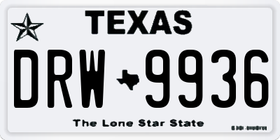 TX license plate DRW9936