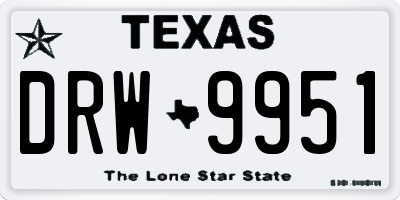 TX license plate DRW9951