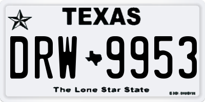 TX license plate DRW9953