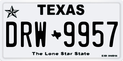 TX license plate DRW9957