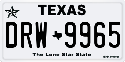 TX license plate DRW9965