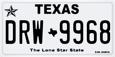 TX license plate DRW9968