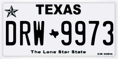 TX license plate DRW9973