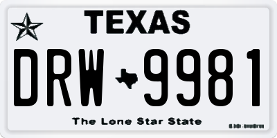 TX license plate DRW9981