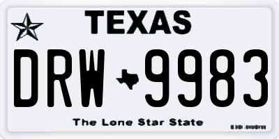 TX license plate DRW9983