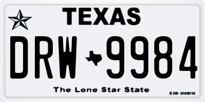 TX license plate DRW9984