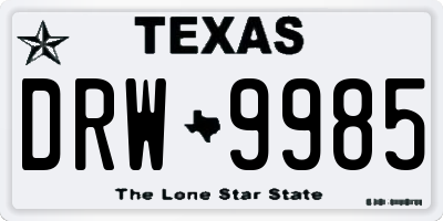 TX license plate DRW9985