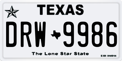 TX license plate DRW9986