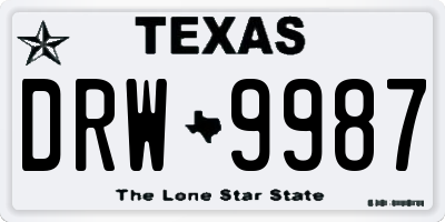 TX license plate DRW9987