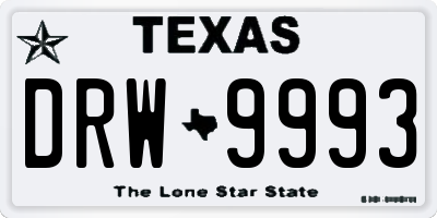 TX license plate DRW9993