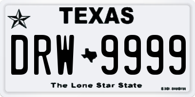 TX license plate DRW9999