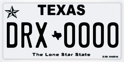 TX license plate DRX0000