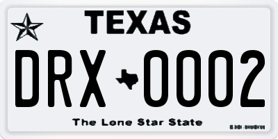 TX license plate DRX0002