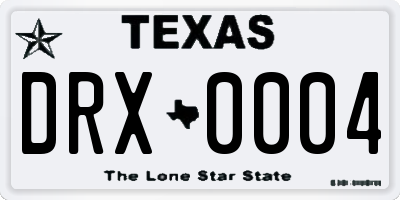 TX license plate DRX0004