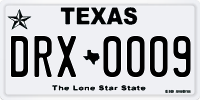 TX license plate DRX0009