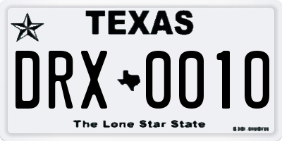 TX license plate DRX0010