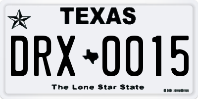 TX license plate DRX0015