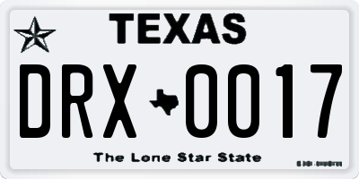 TX license plate DRX0017